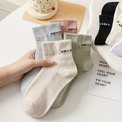 9 Pairs Letter Print Socks Comfy & Breathable Women's Short Stockings