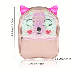 Kids Cat Sequin Backpack PU Glitter Birthday Gift
