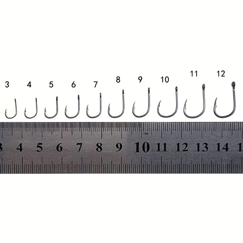 100pcs 3 12 High Carbon Steel Circle Fishing Hooks Bait Holder