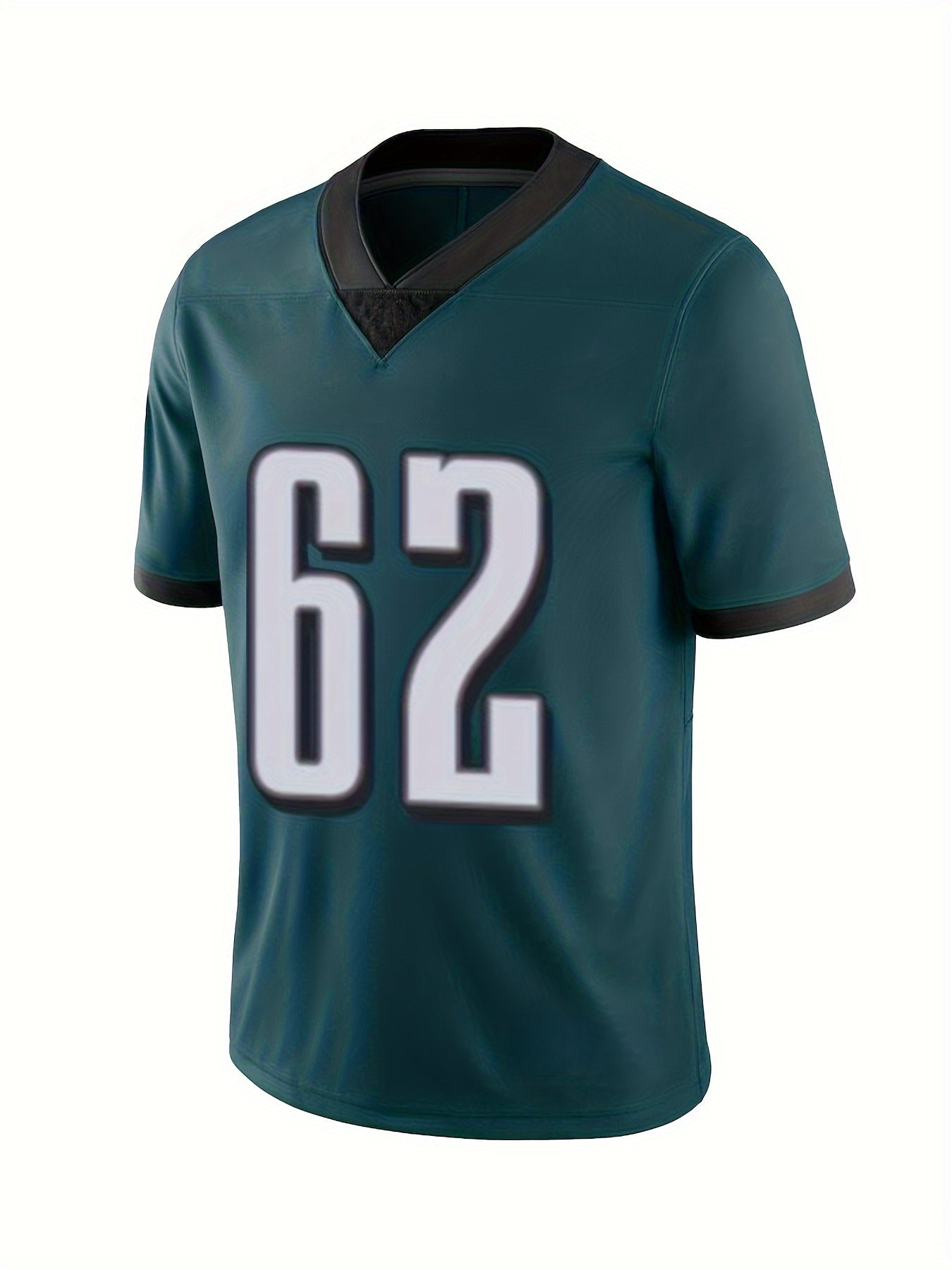 Men's Football Jersey V Neck Short Sleeve Embroidered Rugby Sweatshirt