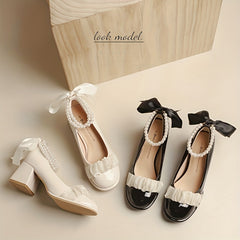 Women's Lace-Up Chunky High Heel Pumps