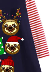 Christmas Cartoon Dress For Toddler Girls' Long Sleeve Playwear Dress