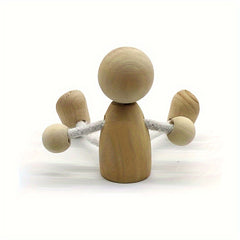 2pcs Unfinished Wooden Nail Doll Mini Man Doll Robot DIY Craft Art