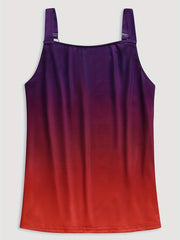 Gradient Ring Link Cami Top V Neck Summer Sleeveless Top