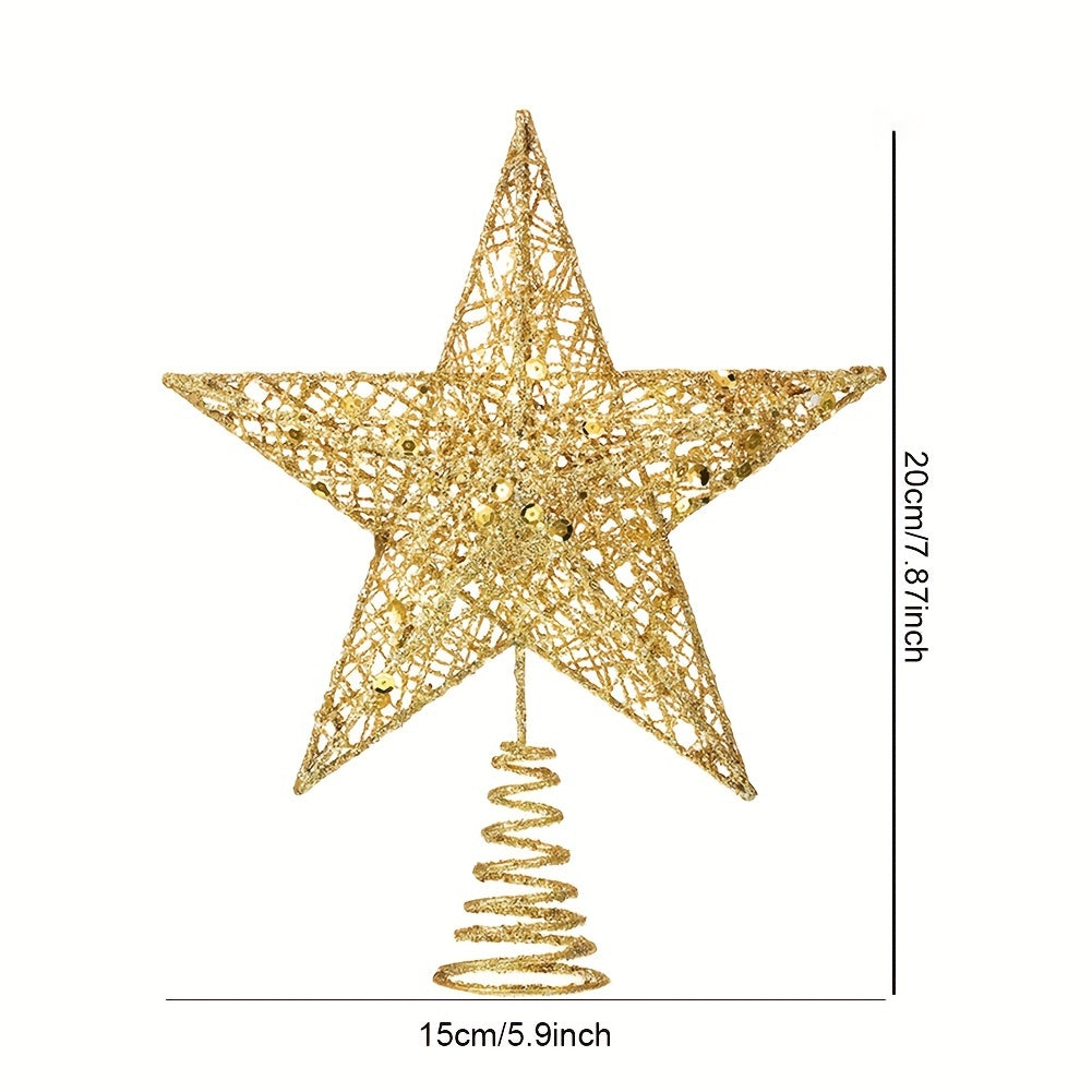 1pc Glitter Christmas Tree Star Topper Top Hat Decorations