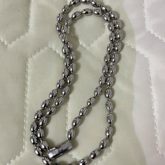 Stainless Steel Rice Bead Chain Necklace