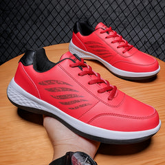 Men's Lace Up Running Sneakers Faux Leather Comfort Shoes