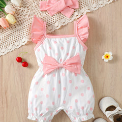 Baby Girls Polka Dot Romper & Headband Set
