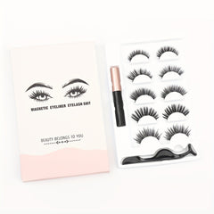 Magnetic Eyeliner & False Eyelashes Set 5 Pairs - Waterproof & Long Lasting