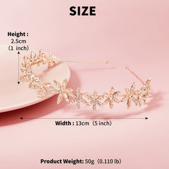 Rhinestone Crystal Tiara Crown for Women - Rose Golden