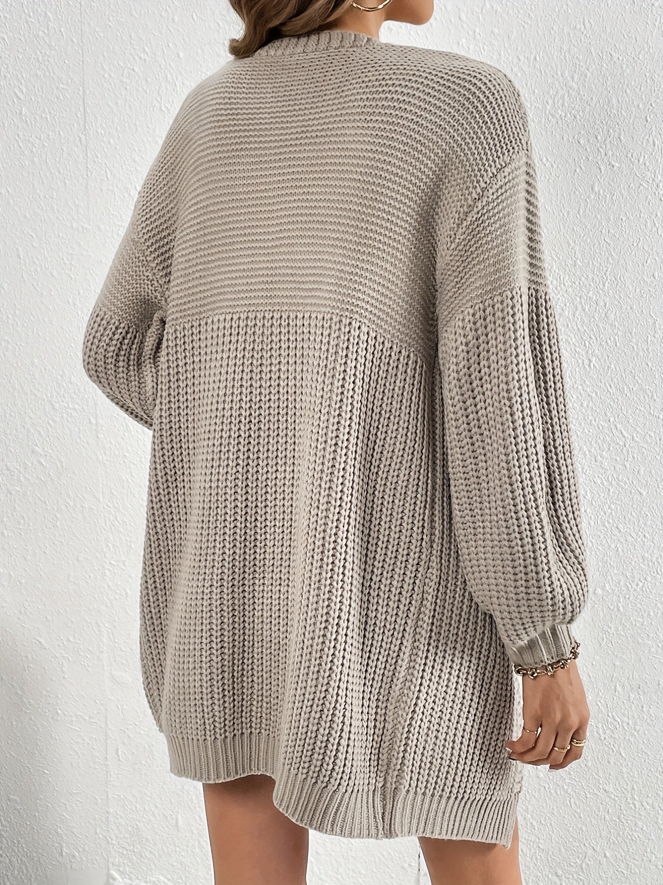 Vintage Lantern Sleeve Cardigan Open Front Drop Shoulder Cardigan