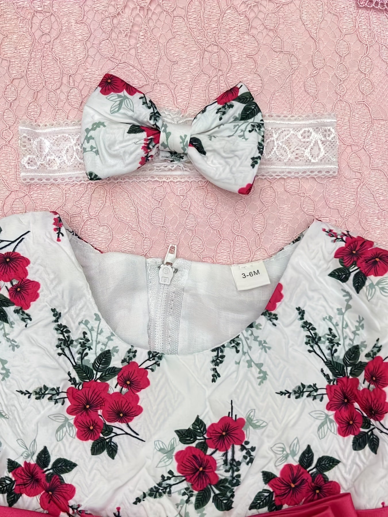 Baby Girl's Floral Print Pleated Dress Flutter Sleeve