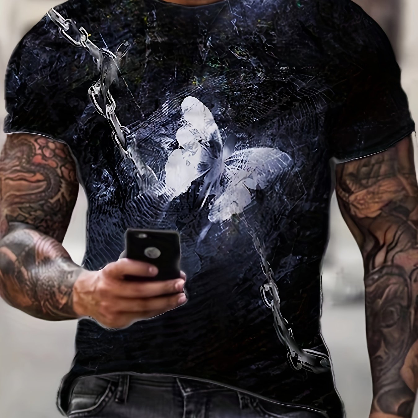 Butterfly 3D Pattern Print Men's Short Sleeve T-Shirt