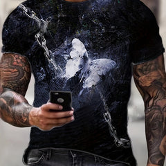 Butterfly 3D Pattern Print Men's Short Sleeve T-Shirt