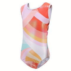 Colorblock Sleeveless Dancing Suit Romper For Girls