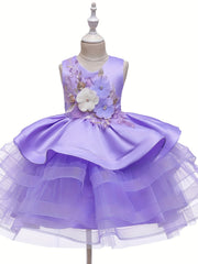 Girls Princess Wedding Dress Puffy Mesh Performance Skirt