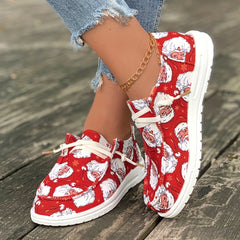 Christmas Santa Print Slip On Canvas Sneakers