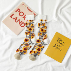 Crystal Glass Floral Mesh Socks - Women's Mid Tube Stocking