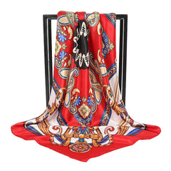 Square Large Satin Scarf Silk Shawl Paisley Print Classic Travel Beach Towel