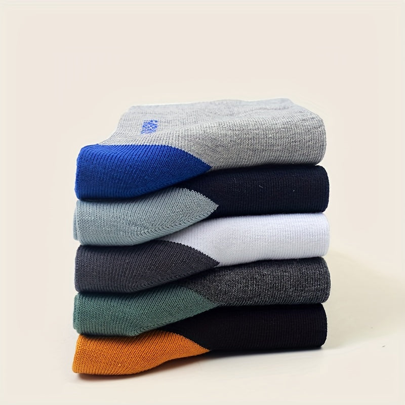 Men's Block Crew Socks Breathable Comfy Casual Unisex Socks