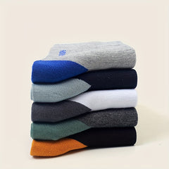 Men's Block Crew Socks Breathable Comfy Casual Unisex Socks
