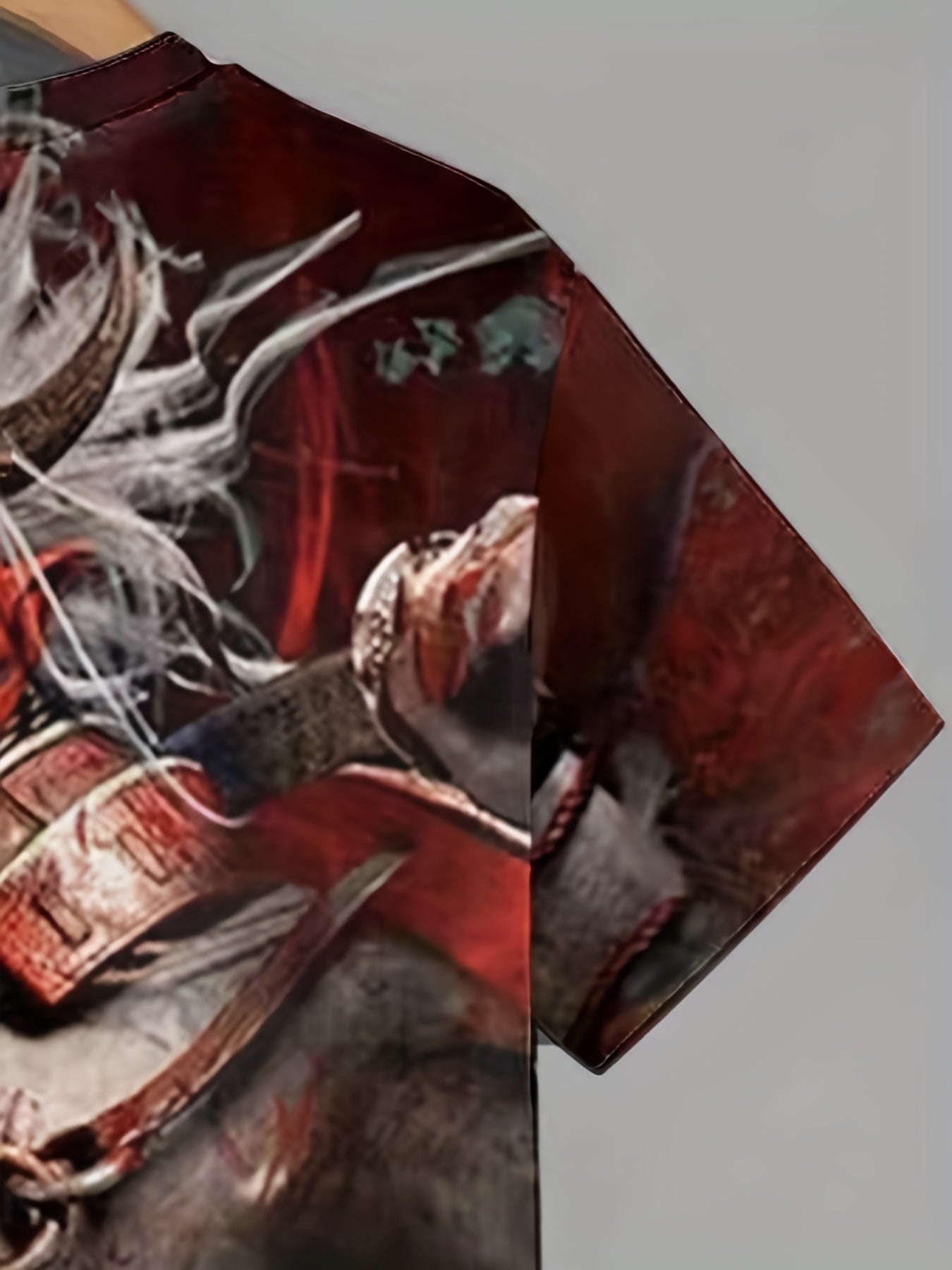 Japanese Warrior Print Tee Active Comfy Crew Neck 3D Print Men's T-shirt