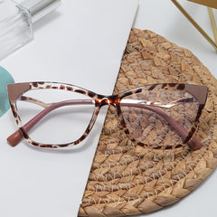 Tortoiseshell Retro Clear Lens Metal Temple Glasses