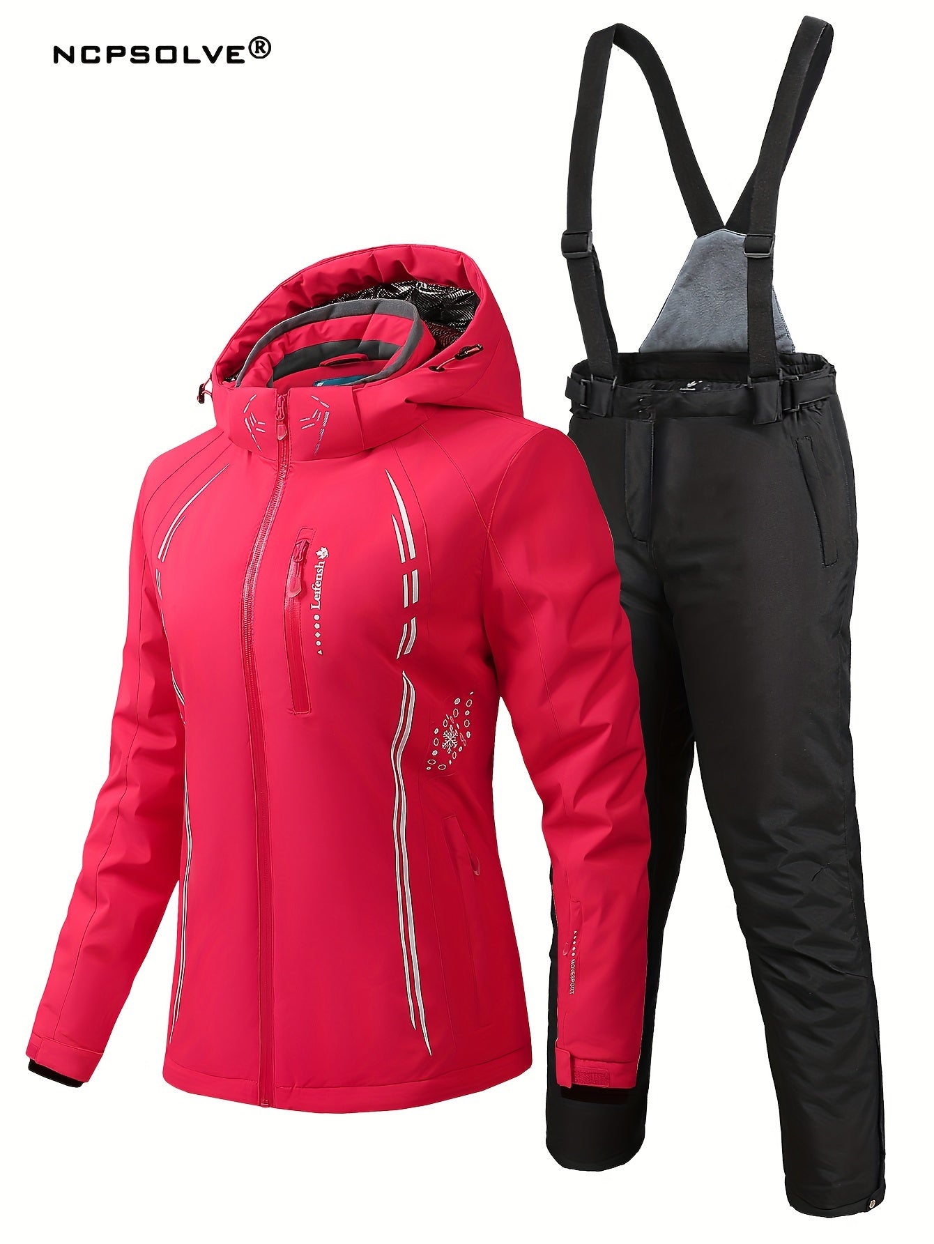 Women's Windproof Ski Set Hooded Jacket & Trouser Activewear