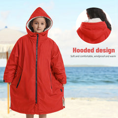 Kids Waterproof Changing Robe w/ Pockets - Warm & Windproof
