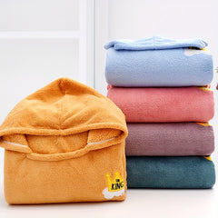 Strawberry Embroidery Bathrobe Quick Drying Absorbent Wrap Towel With Hood