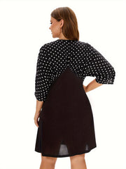Women's Dot Print V Neck Mini Dress