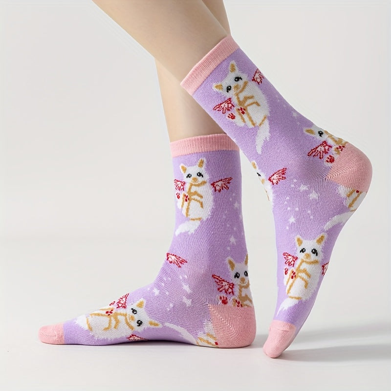 Cartoon Cat Print Socks Women's Stockings & Hosiery