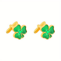 Clover Lacquered Cufflinks French Men's Shirts Cuff Nails