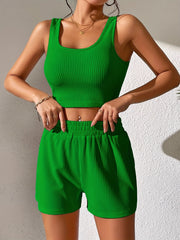 Ribbed Tank Top & Shorts Set for Vacation