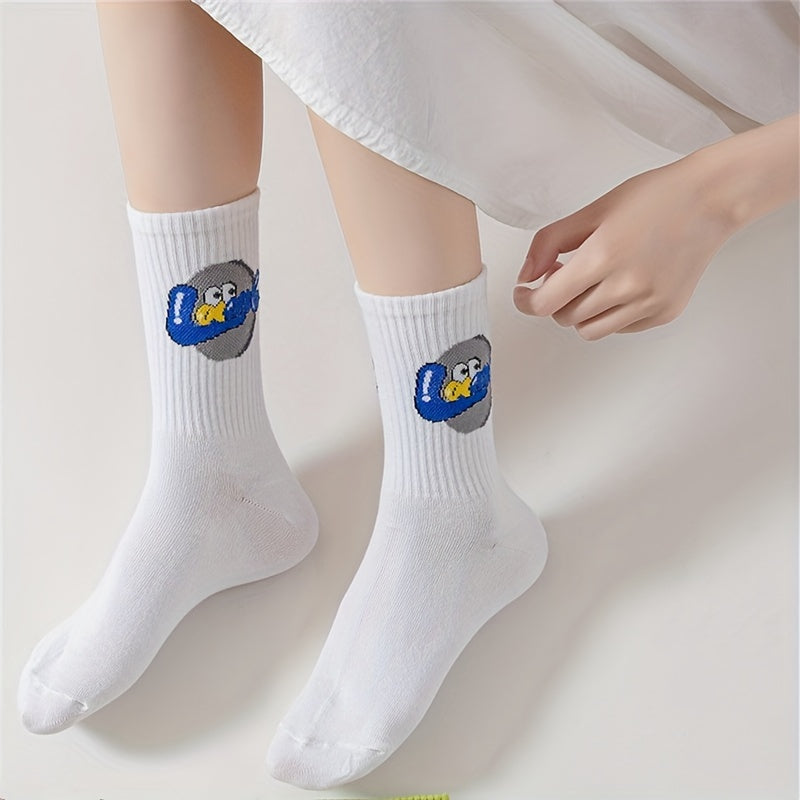 5 Pairs Letter Print Socks Breathable Mid Tube Stockings