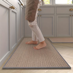 2pcs Kitchen Rugs Mats Set Anti fatigue Washable Non Slip Woven Runner Rug