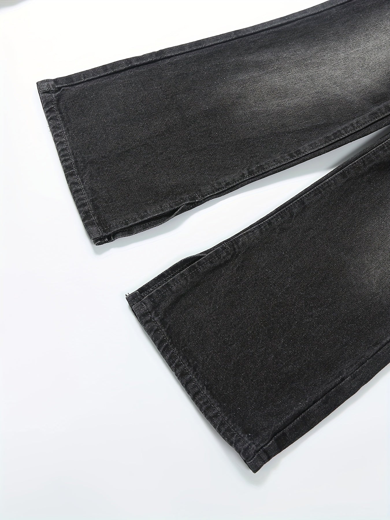 Girls Side Split Wide Leg Vintage Denim Pants For Street Casual Outfit