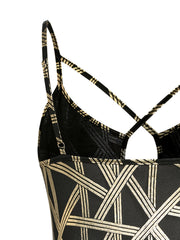 Geometric Print Cross Neck Cami Top