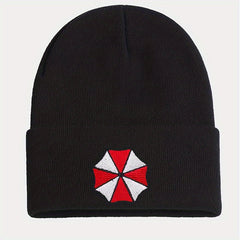 Protective Umbrella Embroidery Knit Hat for Winter
