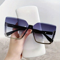 Large Rimless Sunglasses Gradient UV400 Sun Shades