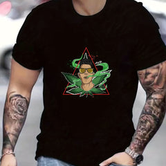Comic Man Smoke Print Men's Graphic T-shirt