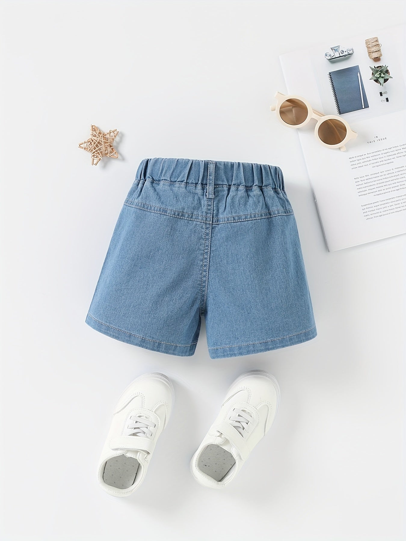 Girls' Denim Shorts with Bowknot Decor for Summer
