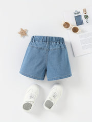 Girls' Denim Shorts with Bowknot Decor for Summer