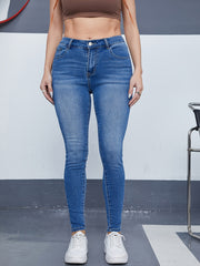 Washed Button Fly Skinny Jeans