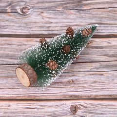 Mini Artificial Christmas Trees Snow Trees with Wooden Base for Christmas Decor