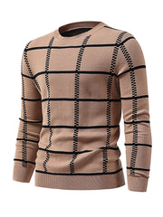 Men's Casual Plaid Sweater Loose Fit Comfy Pullover