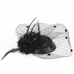 Vintage Style Bridal Veil Hat with Tassel Mesh Headpiece Wedding Accessory
