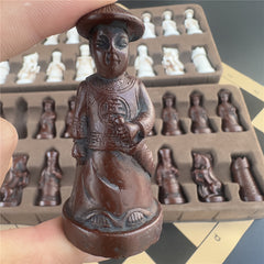 Antique Large Chess Set with Character Modeling Resin Pieces