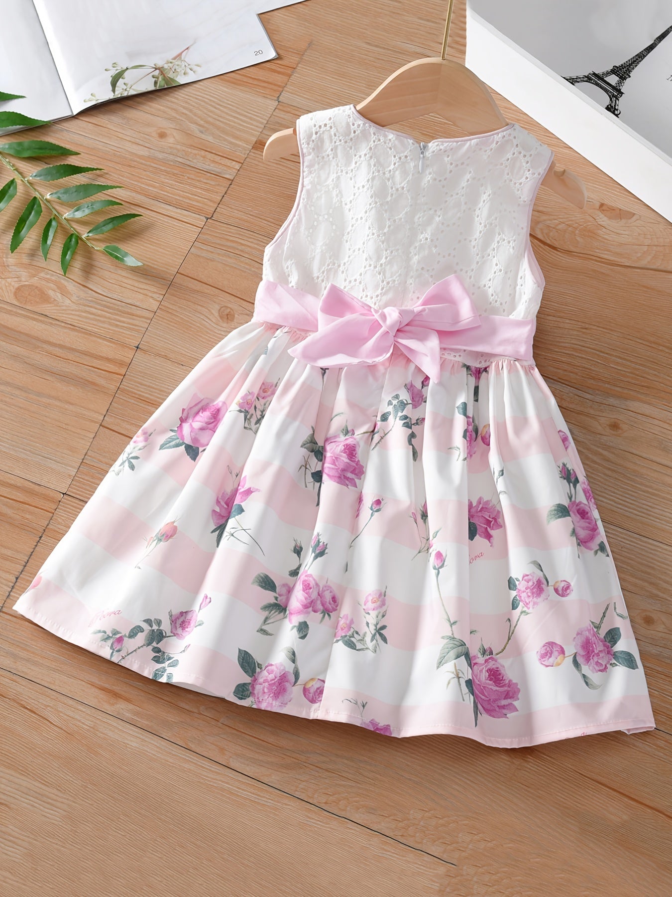 Sleeveless Rose Print Summer Dress for Toddler Girls