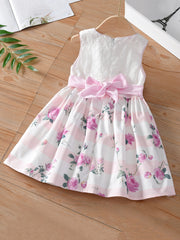 Sleeveless Rose Print Summer Dress for Toddler Girls